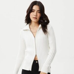 AFENDS 100% Organic Cotton Knit Double-Zip Cardigan in Small
